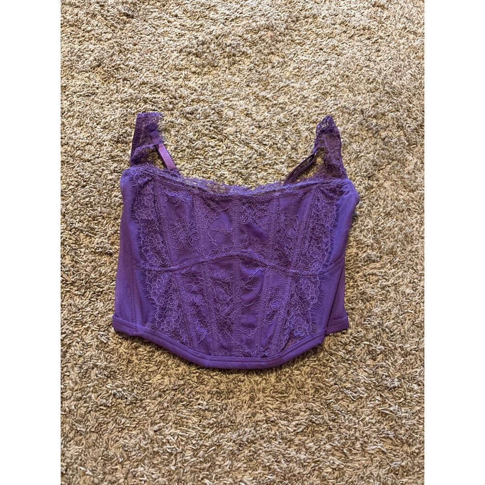 Victoria's Secret purple lacy corset longline bra top
